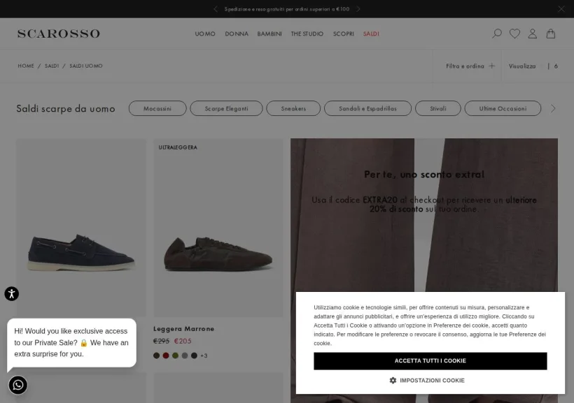Schermata della pagina offerta di Scarosso