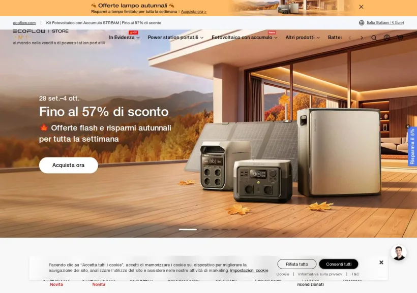 Schermata della pagina offerta di EcoFlow Italia