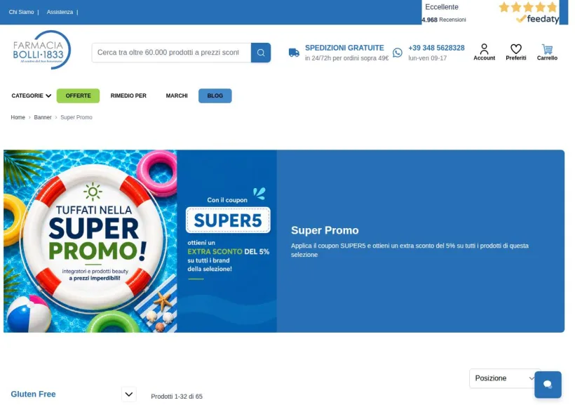Schermata della pagina offerta di Farmacia Bolli