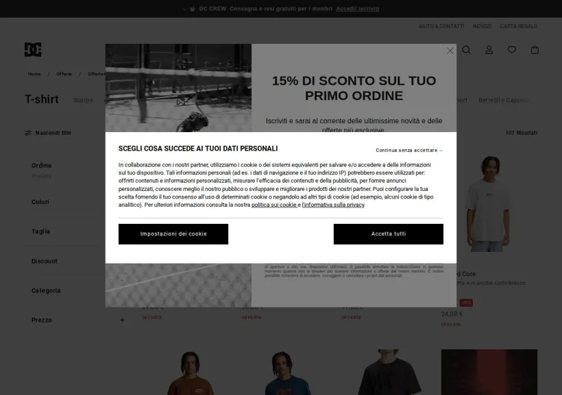Schermata della pagina offerta di DC Shoes