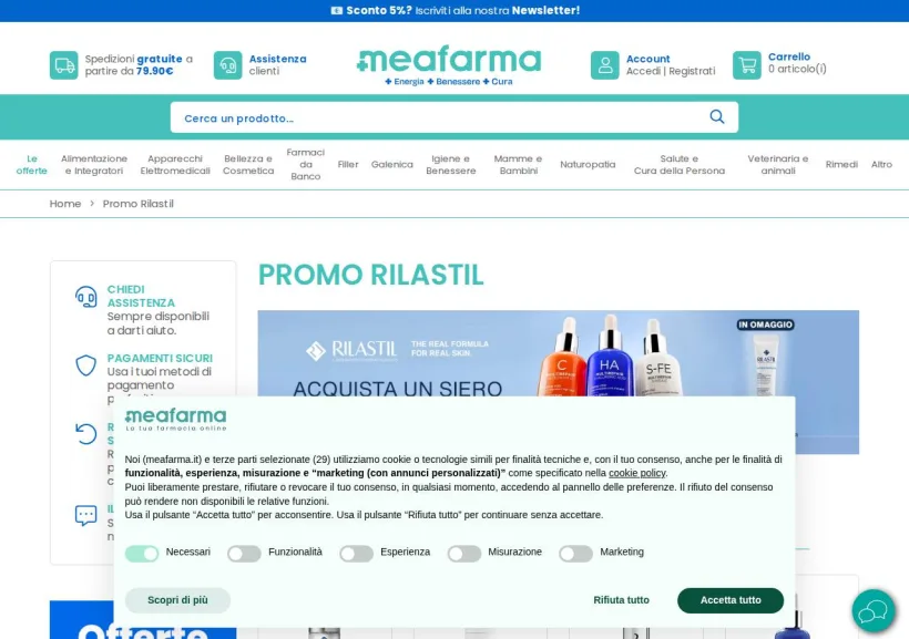 Schermata della pagina offerta di MeaFarma