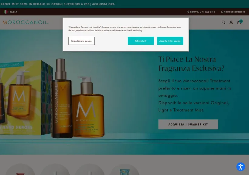 Schermata della pagina offerta di Moroccanoil