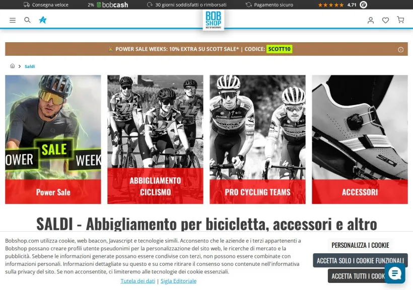 Schermata della pagina offerta di Bobshop