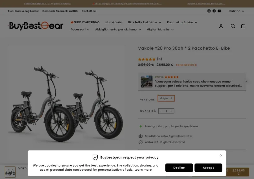 Schermata della pagina offerta di Buybestgear