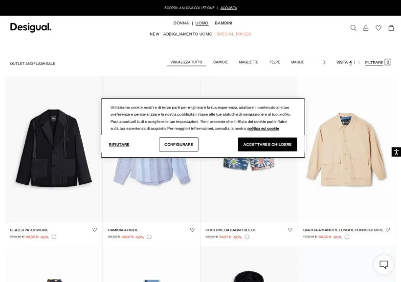 Schermata della pagina offerta di Desigual