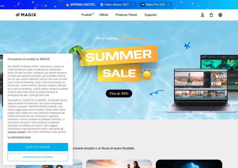 Schermata della pagina offerta di Magix & Vegas
