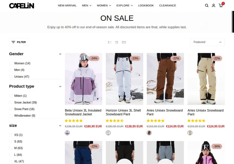 Schermata della pagina offerta di Capelin Crew