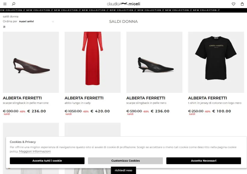 Schermata della pagina offerta di Claudio Miceli