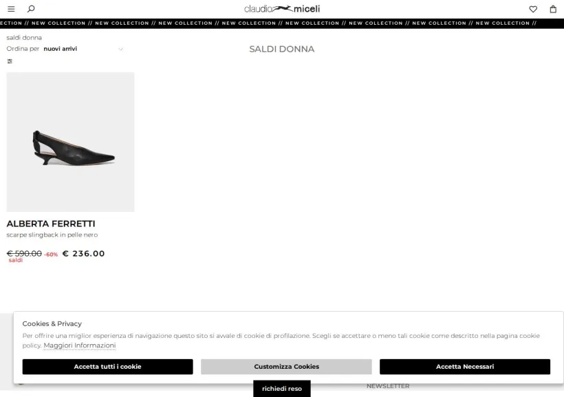 Schermata della pagina offerta di Claudio Miceli