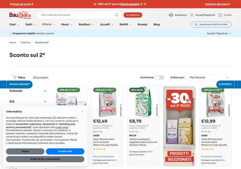 Schermata della pagina offerta di Bauzaar