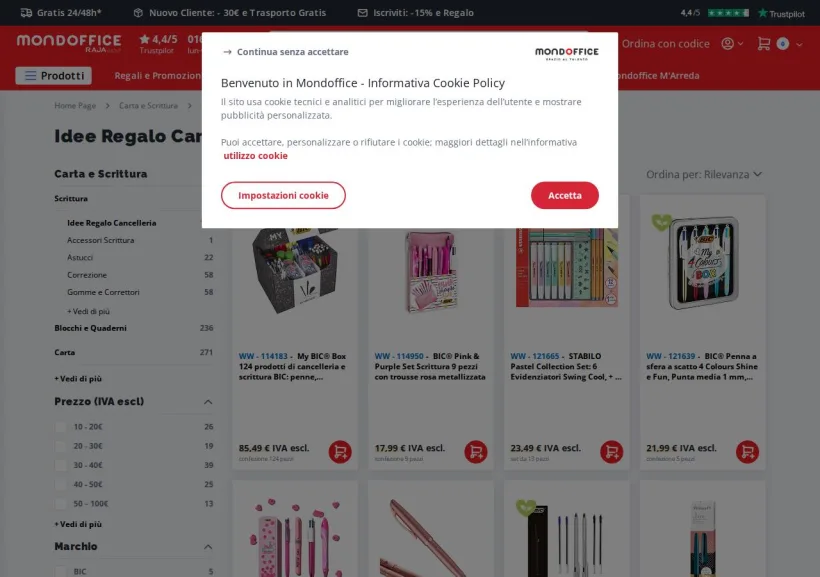 Schermata della pagina offerta di Mondoffice