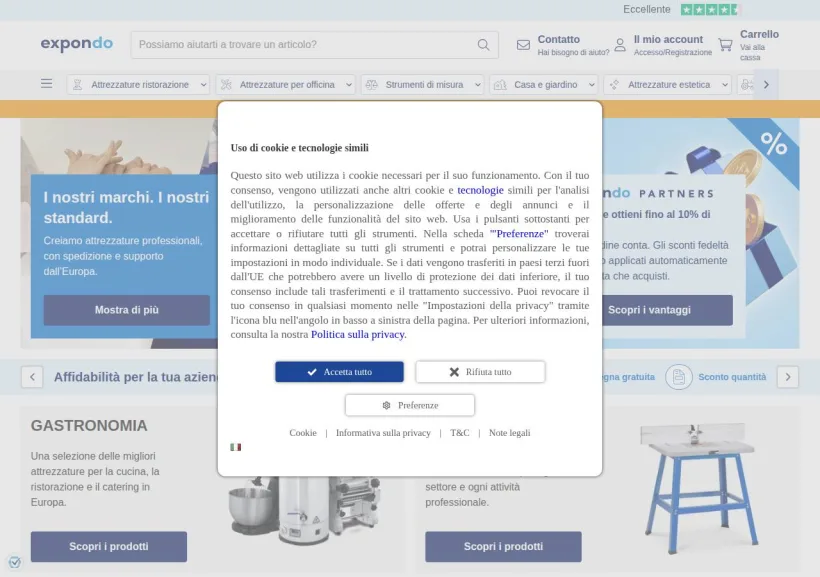 Schermata della pagina offerta di Expondo