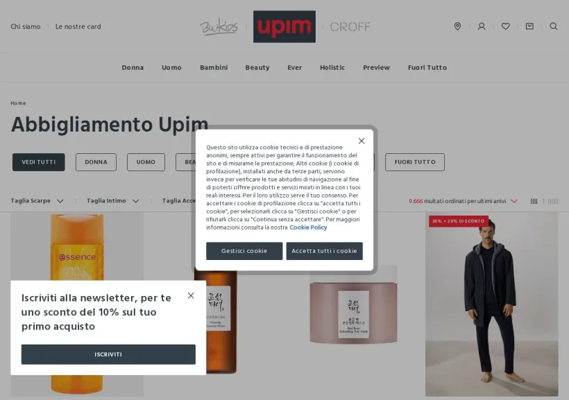 Schermata della pagina offerta di Upim