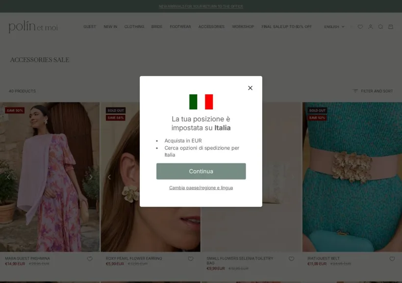 Schermata della pagina offerta di Polin et Moi