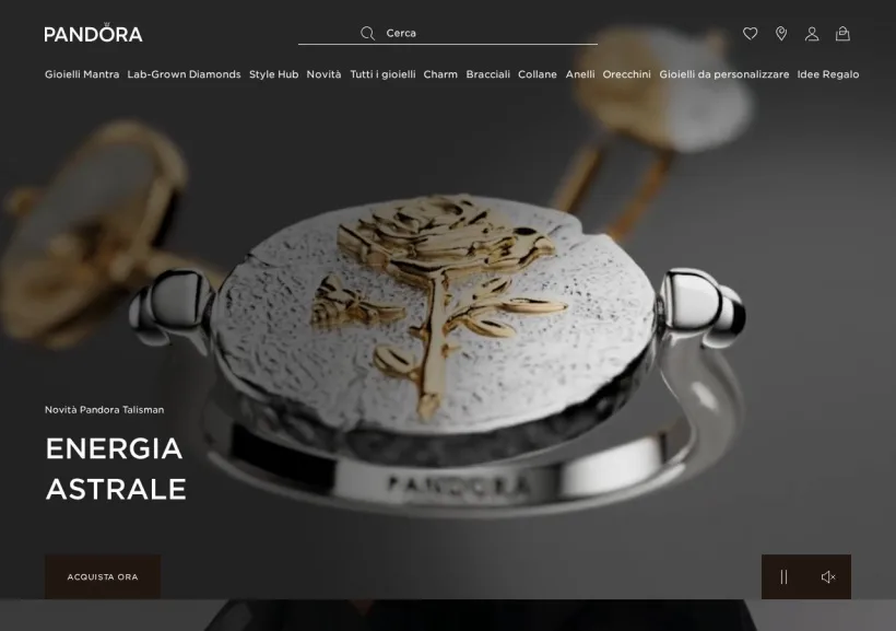 Schermata della pagina offerta di Pandora