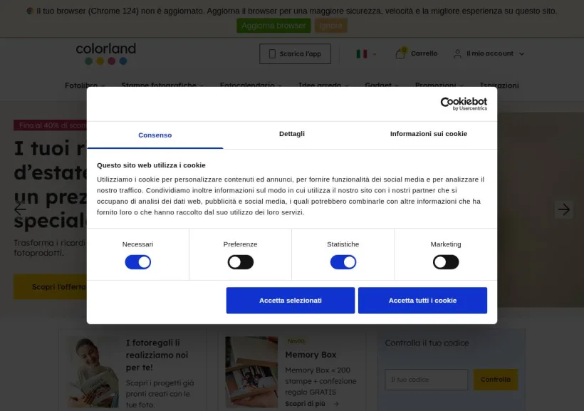 Schermata della pagina offerta di Colorland