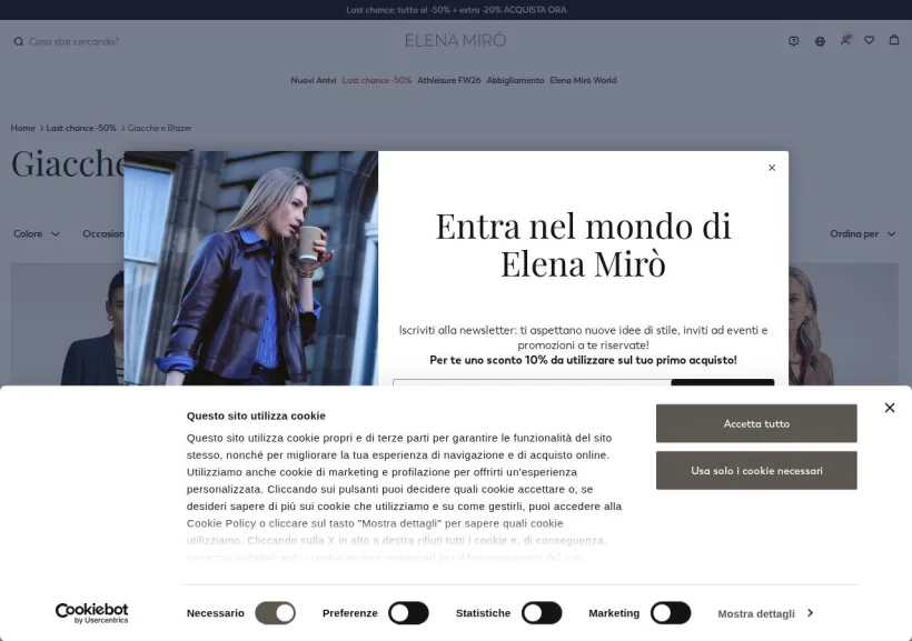 Schermata della pagina offerta di Elena Mirò 