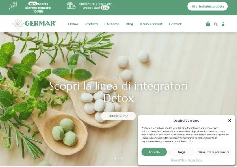 Schermata della pagina offerta di Erboristeria e Sanitaria Germar