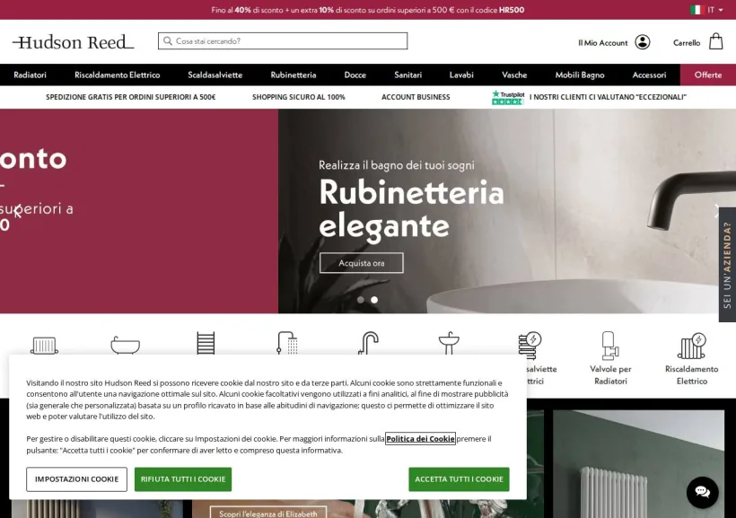 Schermata della pagina offerta di Hudson Reed
