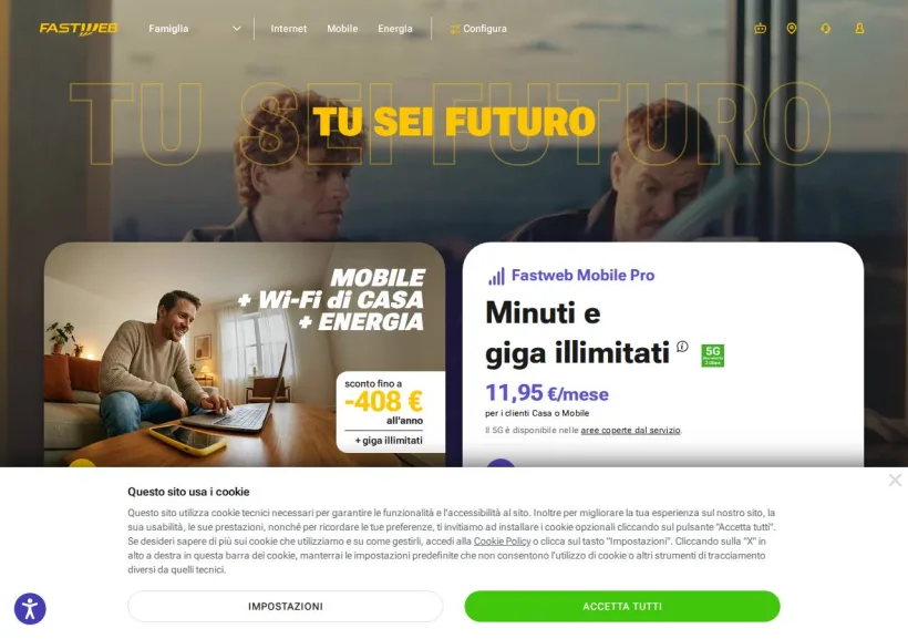 Schermata della pagina offerta di Fastweb