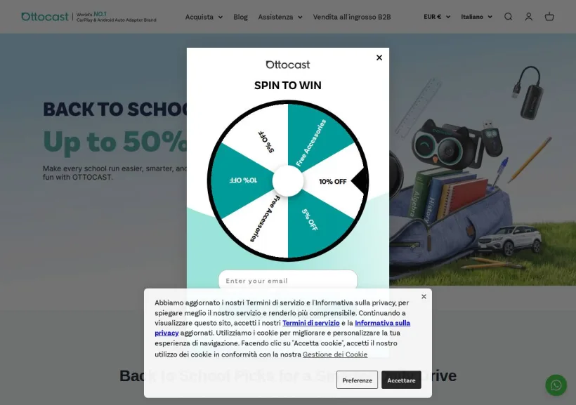 Schermata della pagina offerta di Ottocast