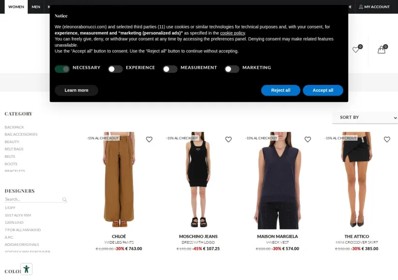 Schermata della pagina offerta di Eleonora Bonucci