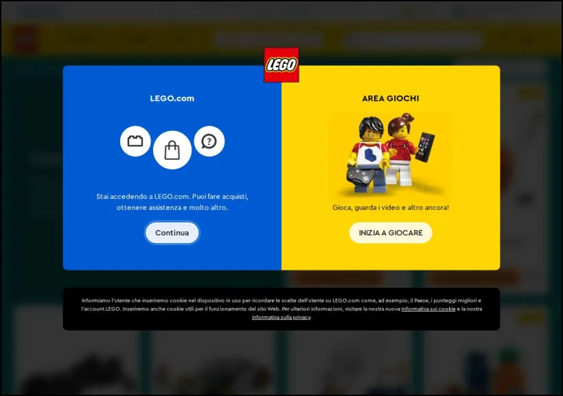 Schermata della pagina offerta di LEGO