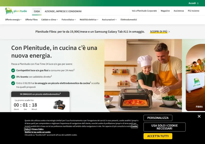 Schermata della pagina offerta di Eni Plenitude