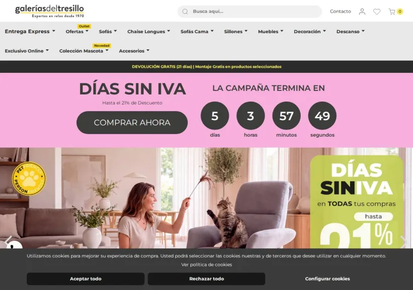 Schermata della pagina offerta di Galerias del Tresillo