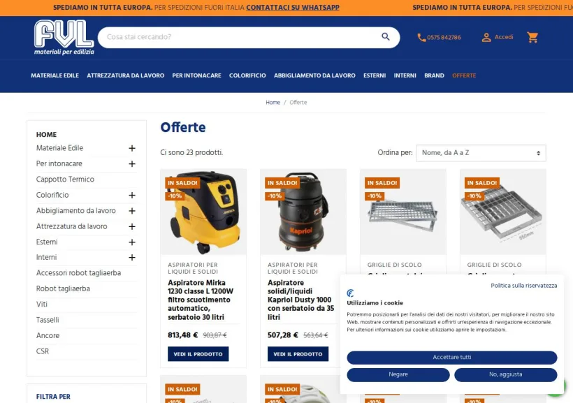 Schermata della pagina offerta di FVL Edilizia
