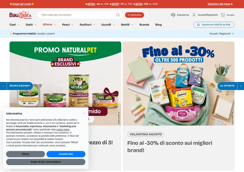 Schermata della pagina offerta di Bauzaar
