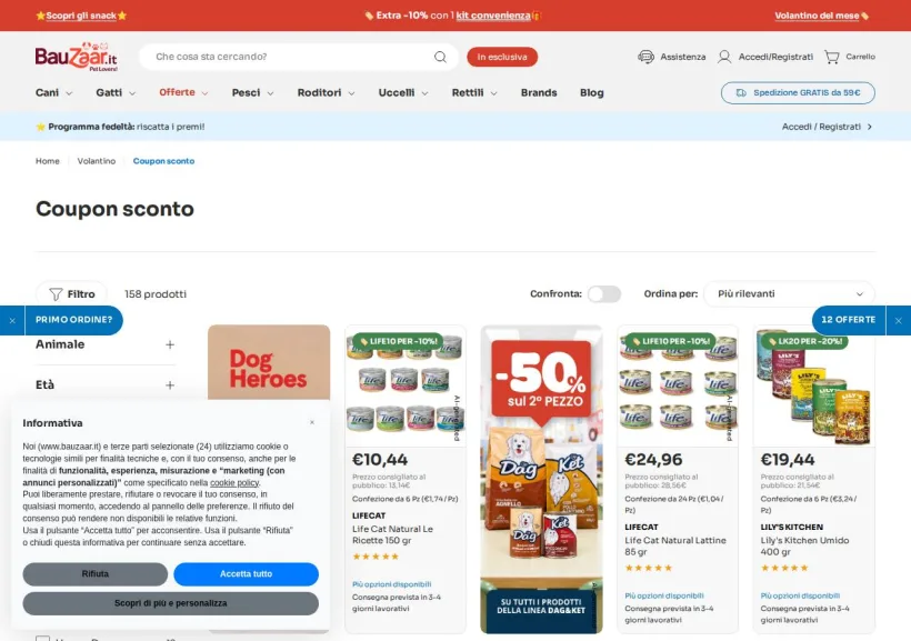 Schermata della pagina offerta di Bauzaar