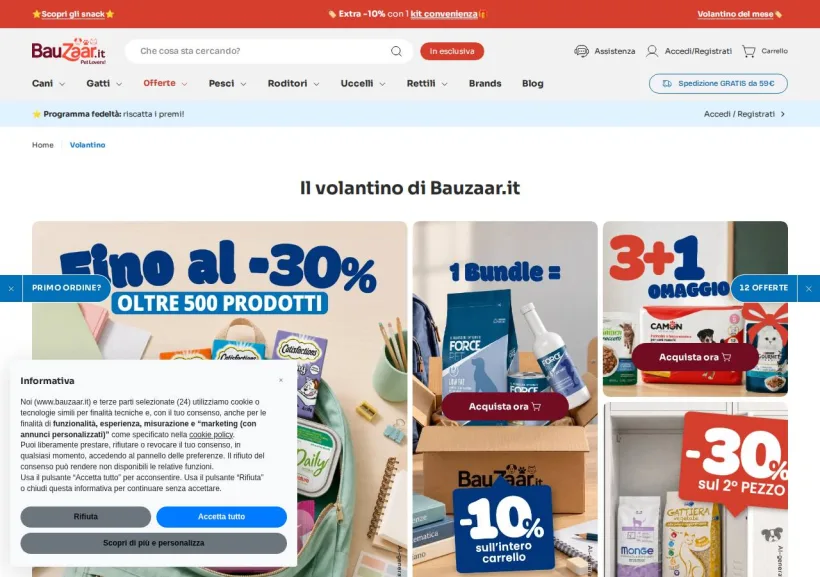 Schermata della pagina offerta di Bauzaar