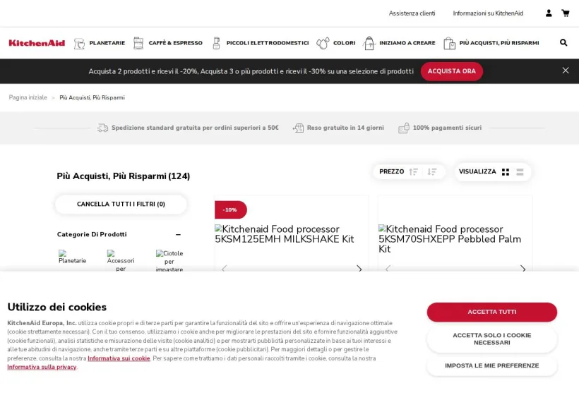 Schermata della pagina offerta di KitchenAid
