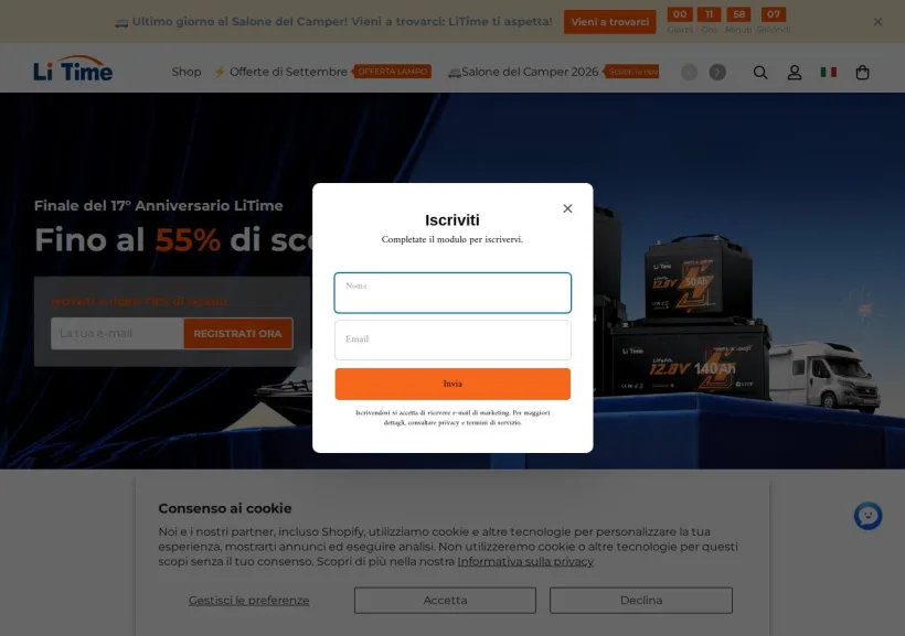 Schermata della pagina offerta di LiTime