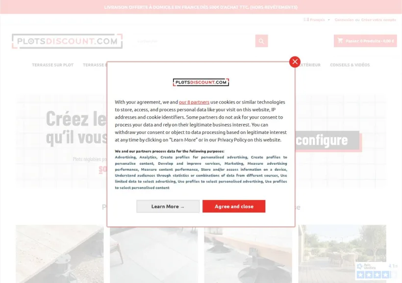 Schermata della pagina offerta di Plots discount FR
