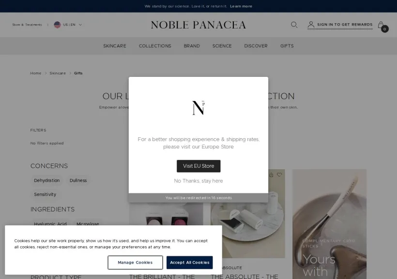 Schermata della pagina offerta di Noble Panacea