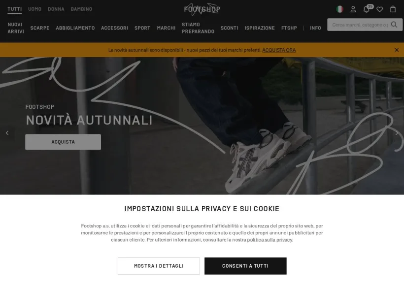 Schermata della pagina offerta di Footshop
