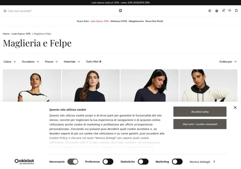 Schermata della pagina offerta di Elena Mirò 
