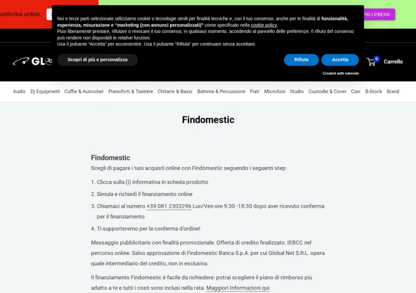 Schermata della pagina offerta di GLOBAL NET