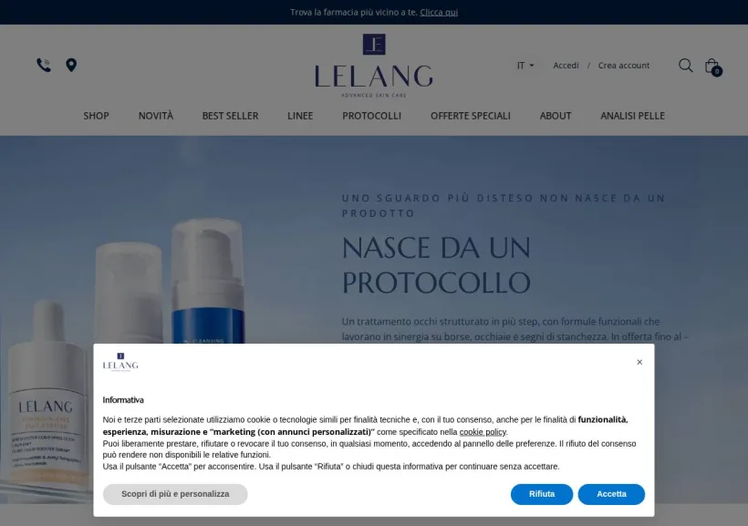Schermata della pagina offerta di Lelang Skincare