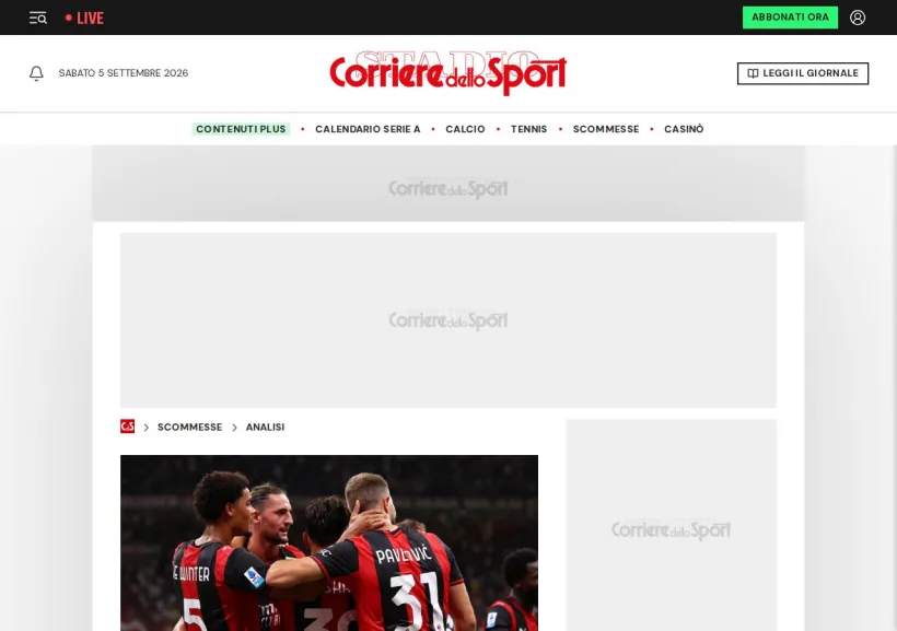 Schermata della pagina offerta di Corriere dello Sport