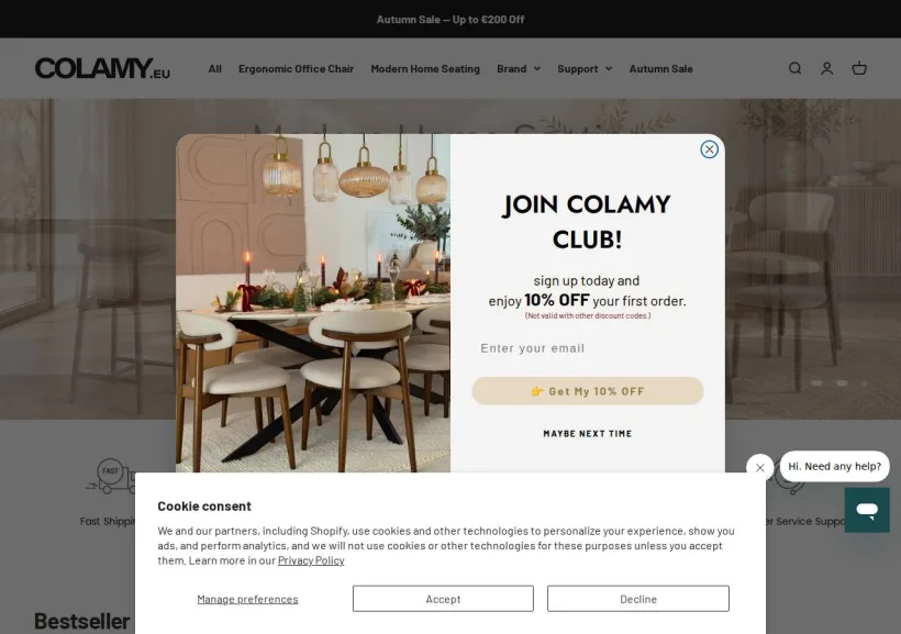 Schermata della pagina offerta di COLAMY.EU