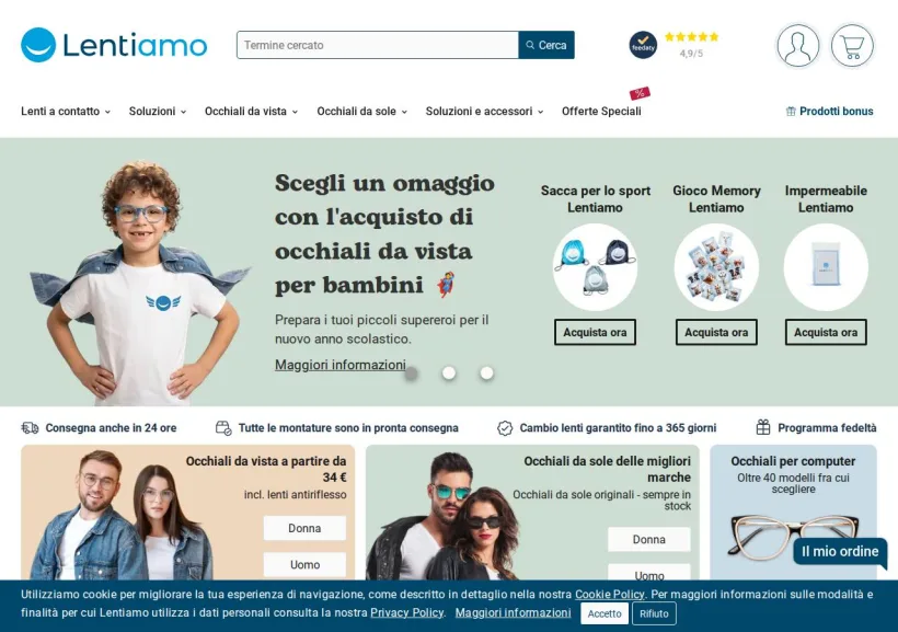 Schermata della pagina offerta di Lentiamo