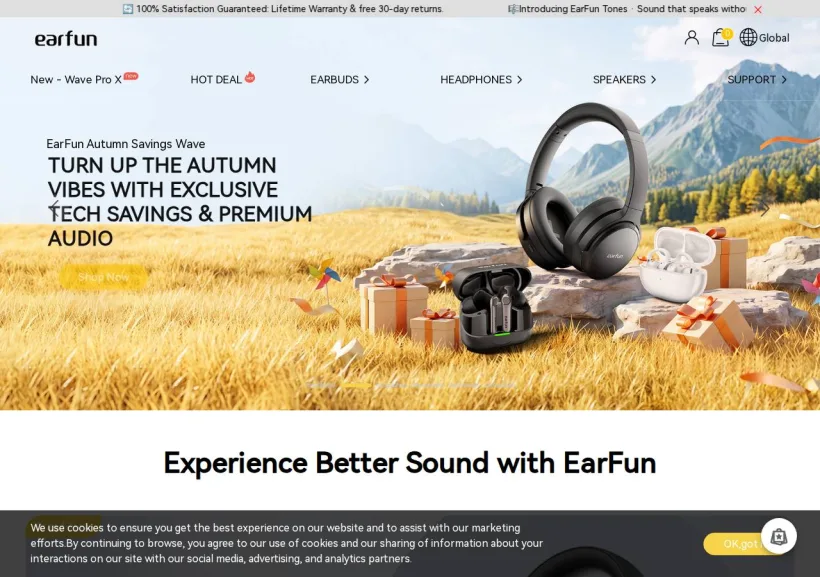 Schermata della pagina offerta di Earfun, Inc