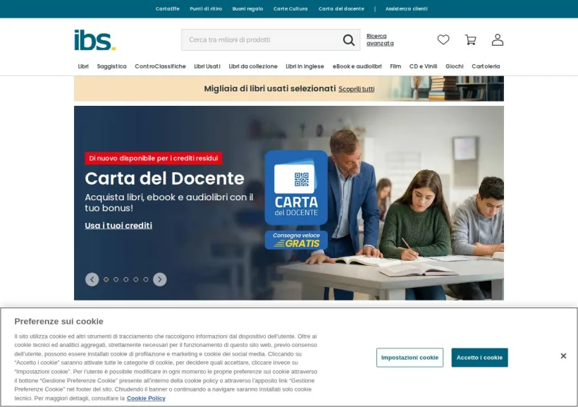 Schermata della pagina offerta di IBS