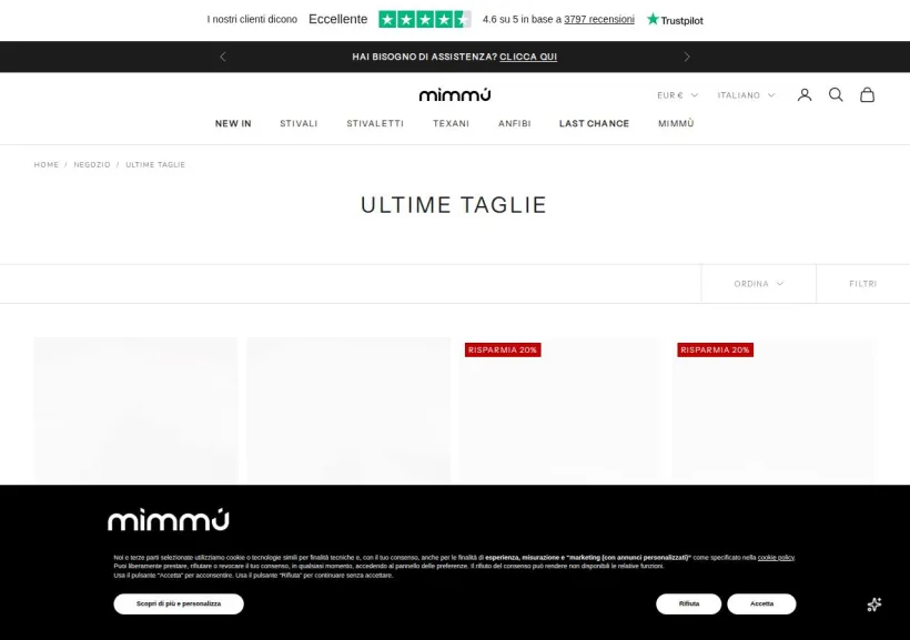 Schermata della pagina offerta di Mimmù