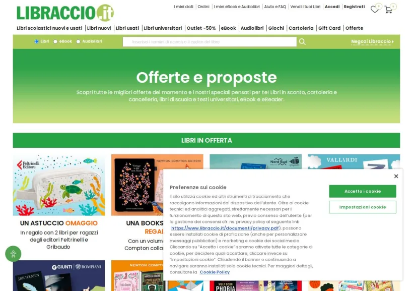 Schermata della pagina offerta di Libraccio