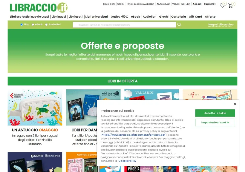Schermata della pagina offerta di Libraccio