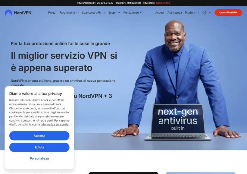 Schermata della pagina offerta di NordVPN